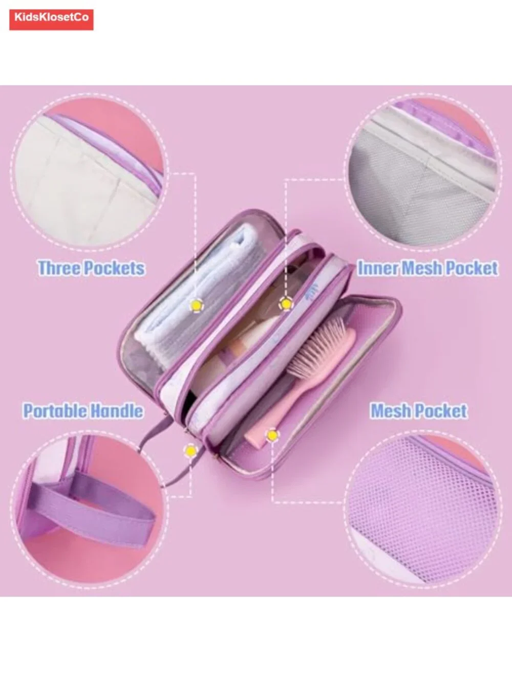 Mermaid Toiletry Bag for Girls Kids Travel Wash Bag Water Resistant Dopp Kit